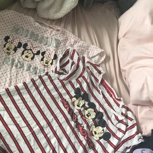 Set of 2 Mickey and Minnie mouse PJ shirts